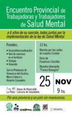 25 de Noviembre | Encuentro Provincial de Trabajadores y trabajadoras de Salud Mental